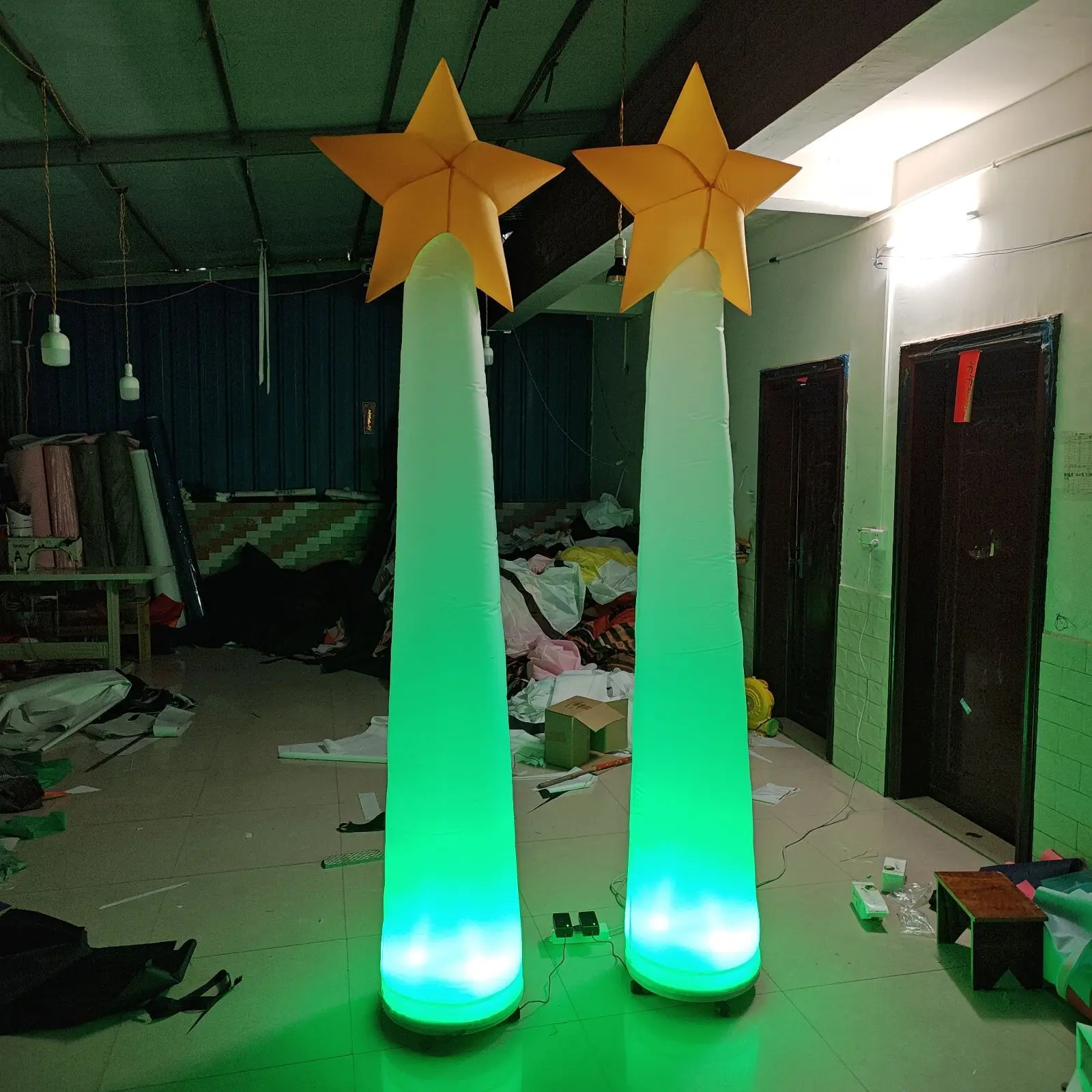 Lucky Star LED Light Inflatable Lucky Stars Tube, Inflatable Standing Star Column for Outdoor Night Events/Parties Decorations