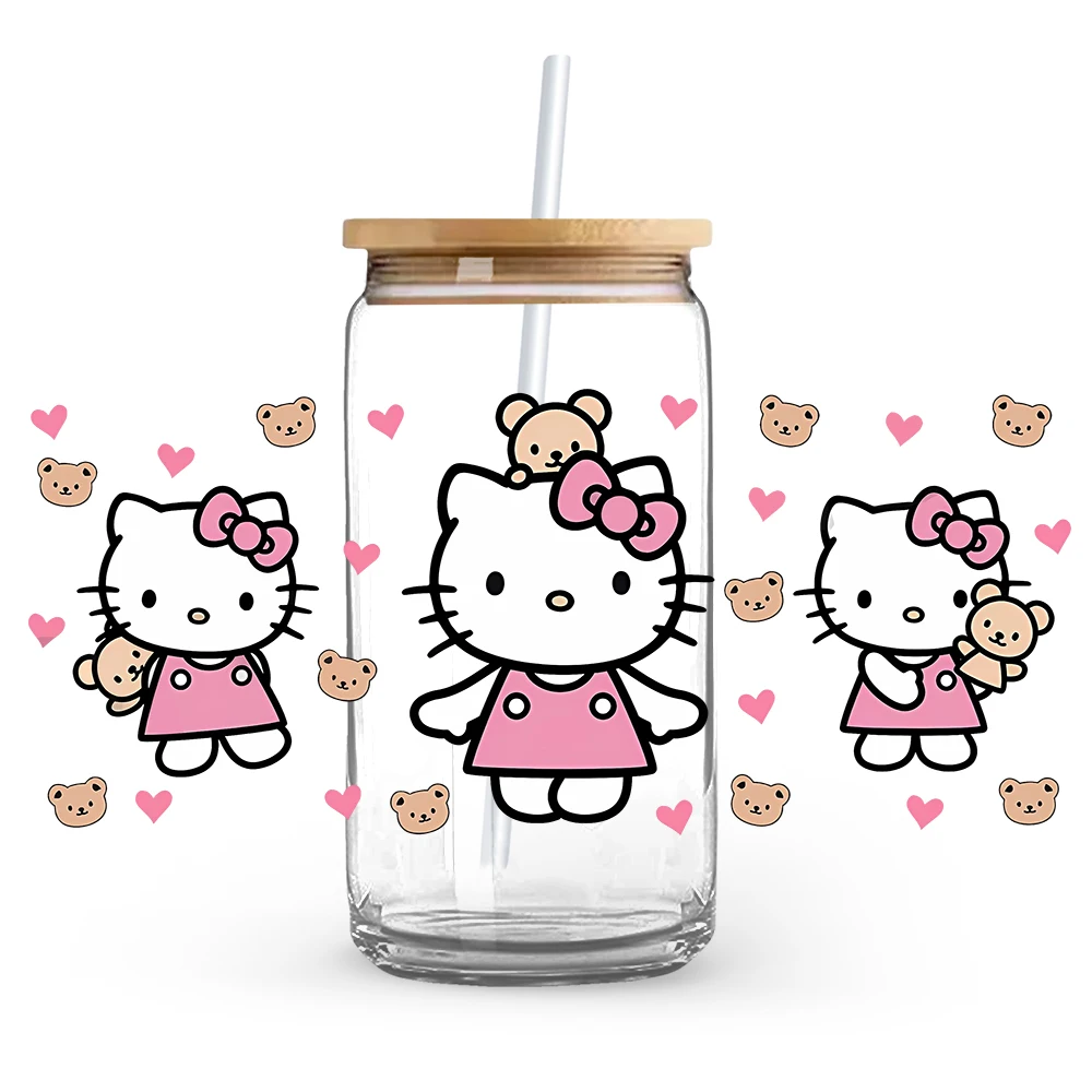 KAWAII Cute Animals 16OZ Cup UV DTF Wrap Self-adhesive Decals Printable Film Roll Waterproof  DTF Transfer Film