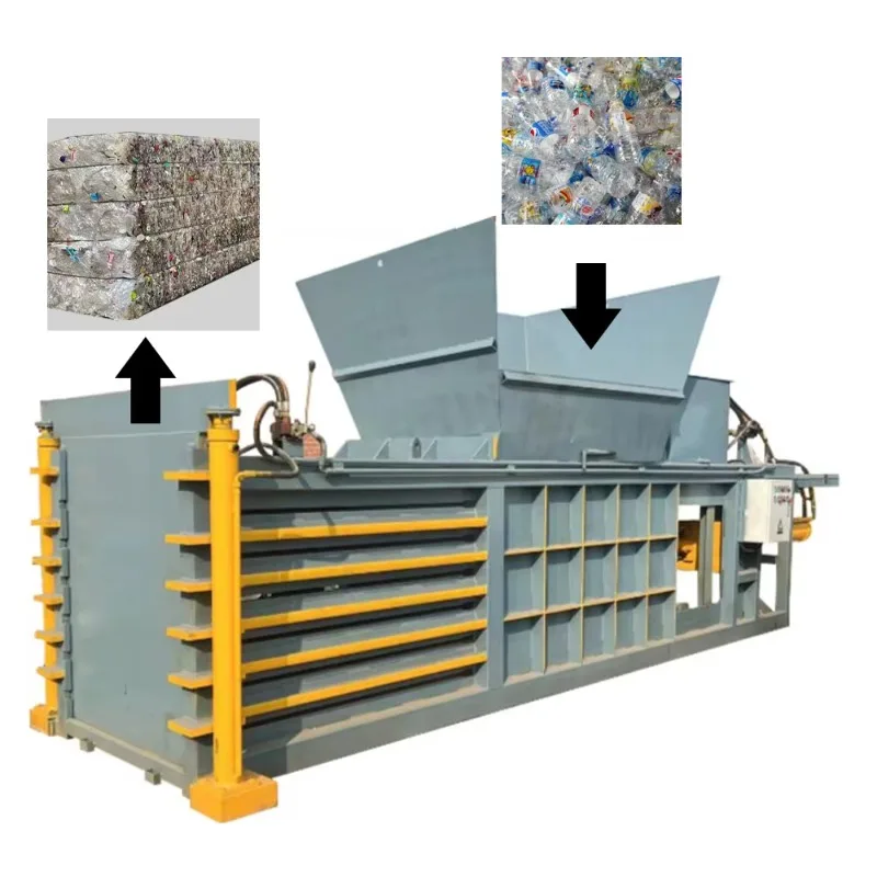 Customized Horizontal Hydraulic Baler Machine For Hay Grass Waste Plastic PET Bottles Metal Cans Clothes Recycling Packaging