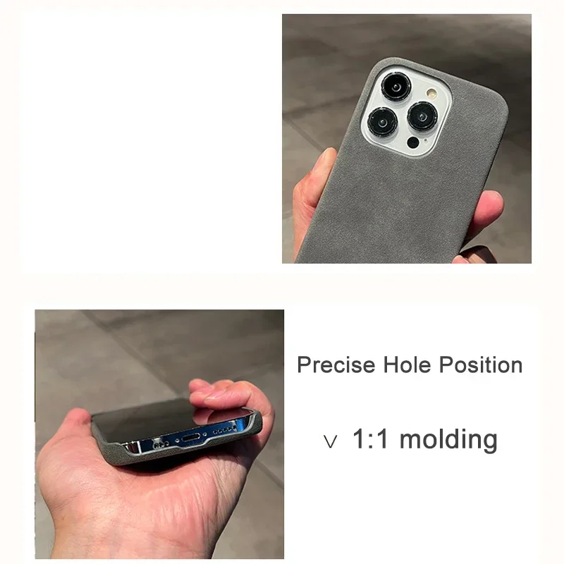 Luxury Suede Leather Phone Case For iPhone 16 15 Pro Max Plus 14 13 12 11 Cases Matte Silicone Soft Shockproof Cover Fashion