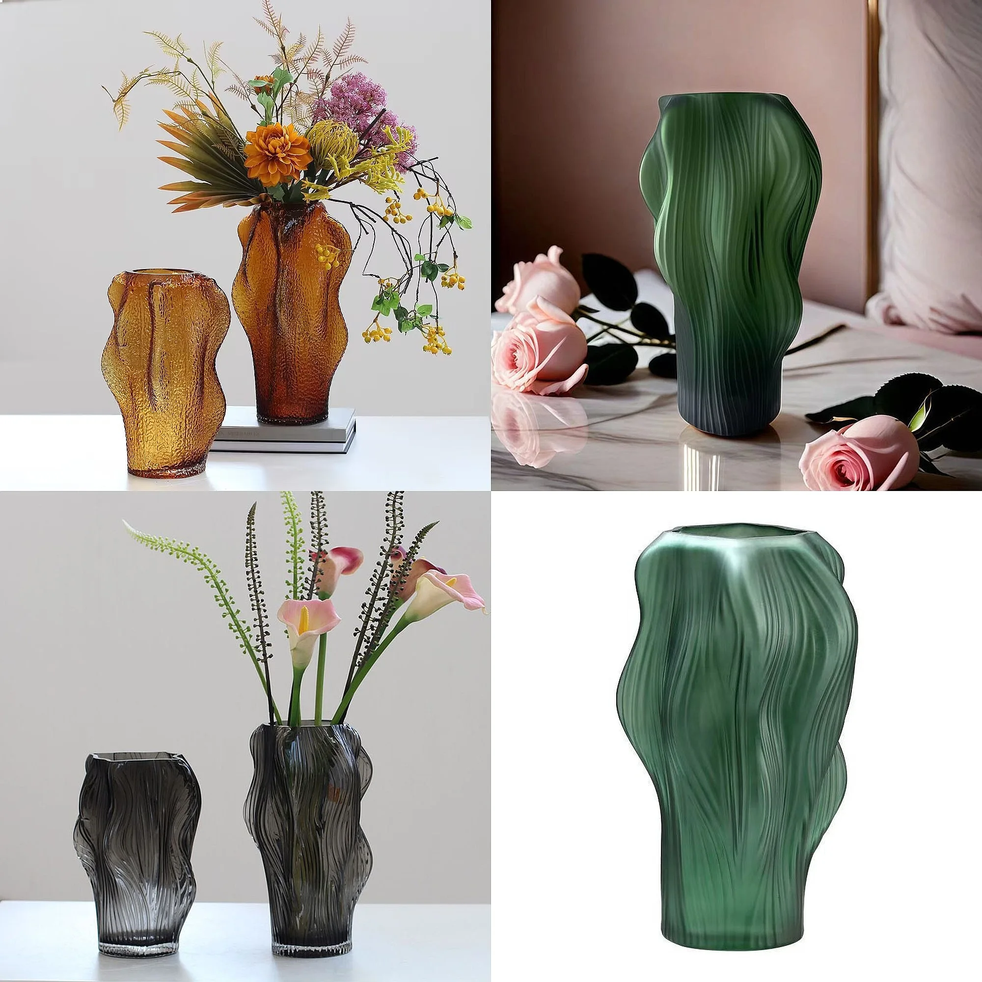 Europe Hydroponic Crystal Glass Vase Decoration Home Dining Room Table Fake Flower Pot Ornaments Office Desktop Accessories Item