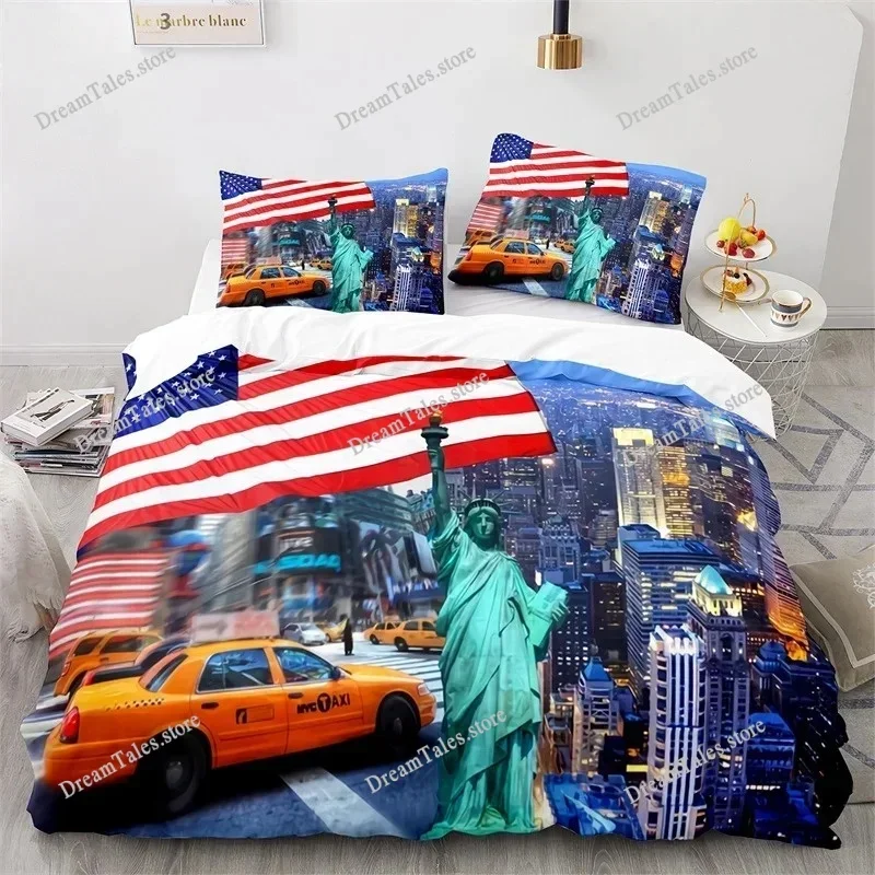

Statue of Liberty Duvet Cover King Queen Attractions in New York Quilt Cover Adults European Famous Buildings Polyester Bedding