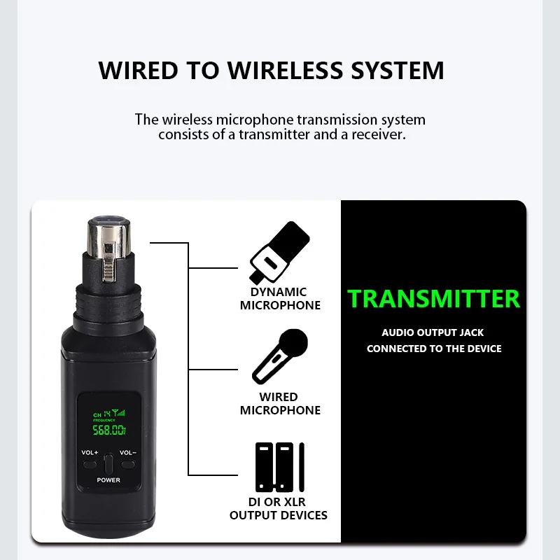 نظام ميكروفون لاسلكي جيد UHF جهاز إرسال واستقبال XLR لاسلكي للميكروفونات الديناميكية، أنظمة صوت PA للجيتار