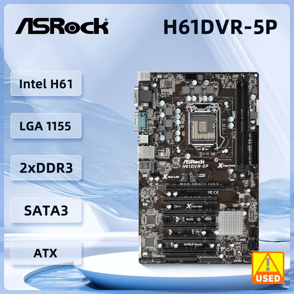 ASROK H61DVR-5P Motherboard LGA1155 DDR3 Intel H61 support i7-2700K i5-3550 i5-3470 i7-3770 cpu DDR3 16GB  ATX