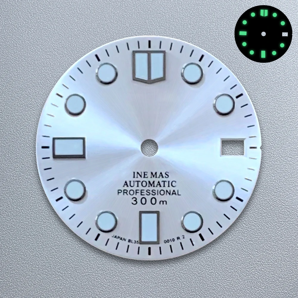 28.5mm S Logo Sunburst Enamel Dial Fit NH35/NH36/4R/7S Movement Green Luminous High-Quality Watch Modification Accessories