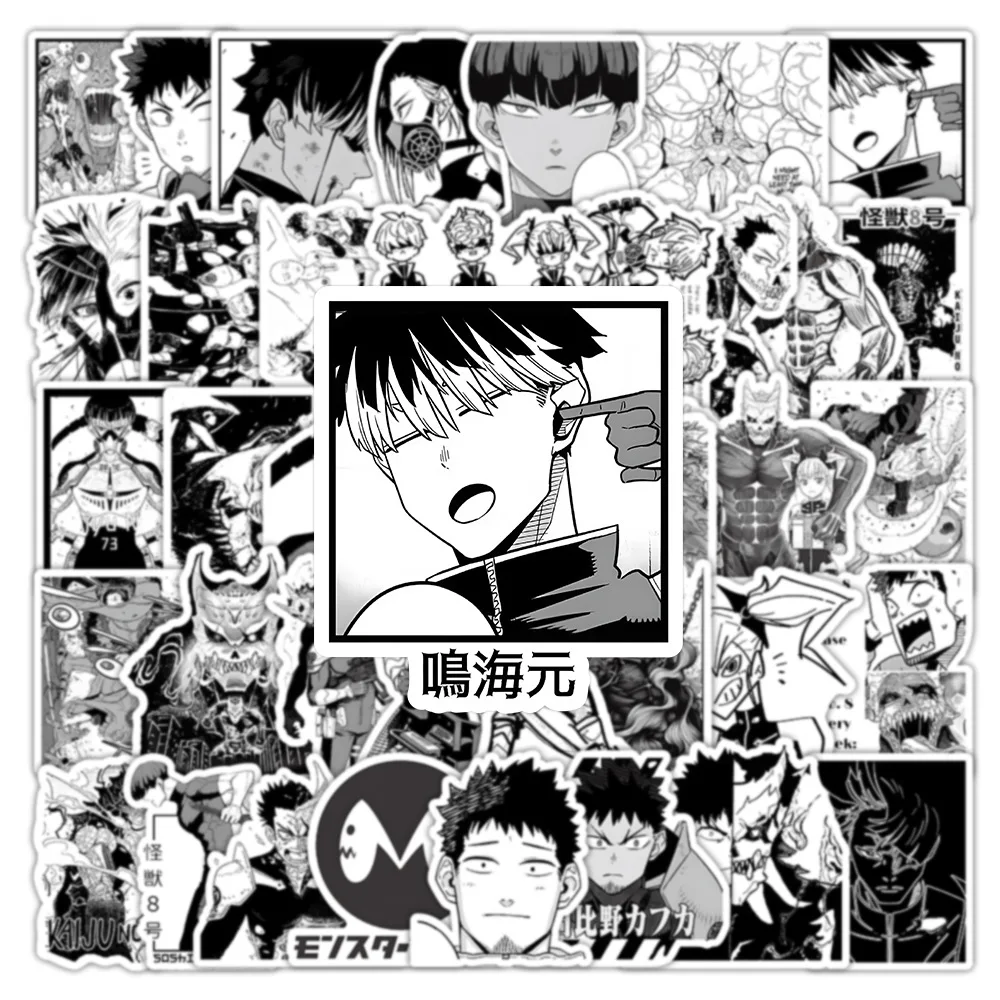 50/100Pcs Black White Cartoon Anime Doodle Stickers Creative for Student Cup File Folder Stationery Box Storage Box Drawer Decal