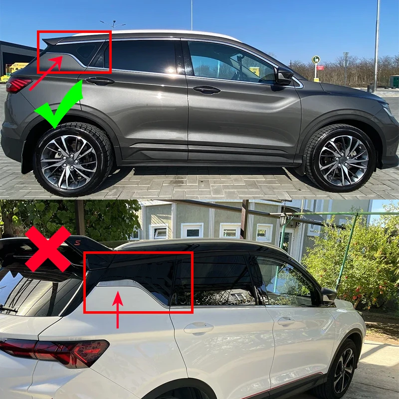 For Geely Coolray 2019 2020 2021 2022 Rear window triangular louver decorative frame made of ABS material
