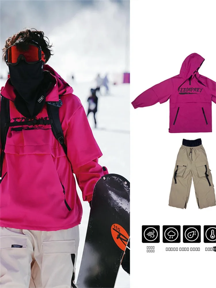 

Новый американский зимний костюм 2025 года: профессиональный водонепроницаемый комплект для сноуборда (куртка и брюки) для мужчин и женщин, теплый, с функцией отвода пота, цельный.