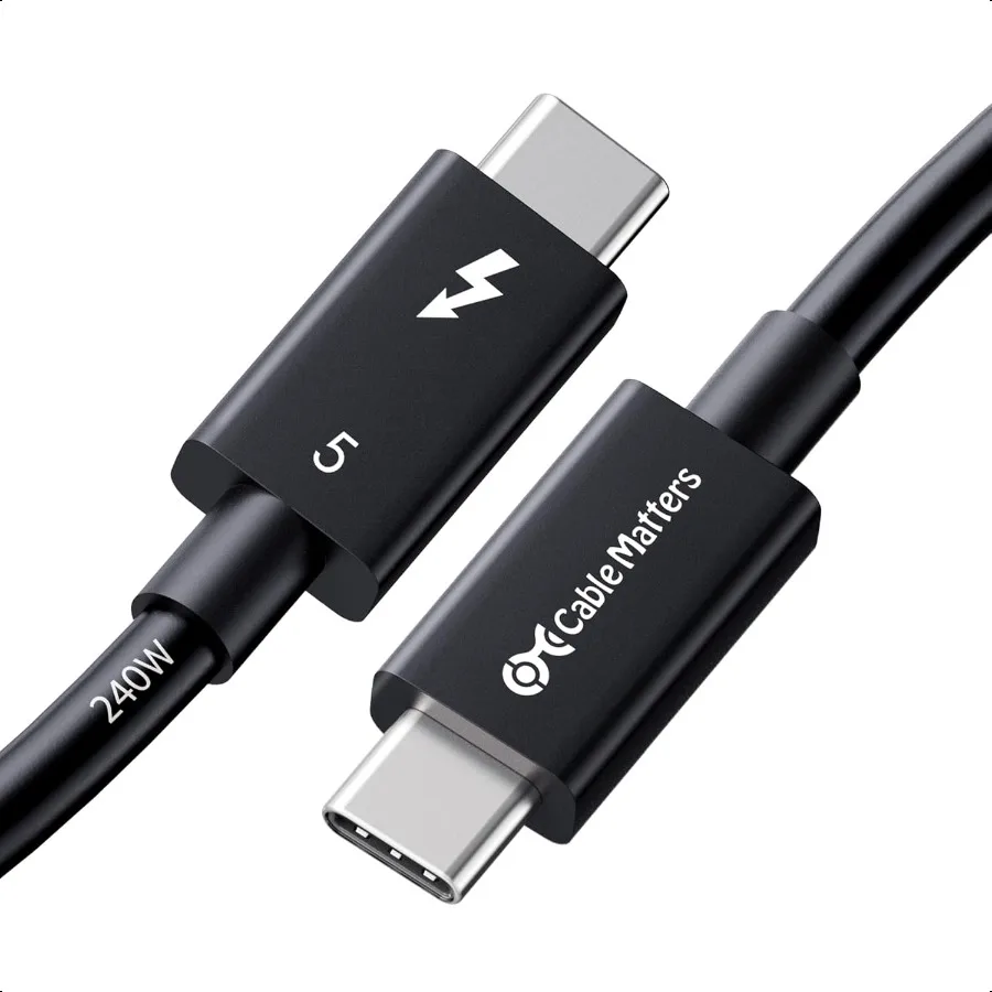 [معتمدة من Intel] كابل Thunderbolt 5 بسرعة 80 جيجابت في الثانية مع تعزيز عرض النطاق الترددي يصل إلى 120 جيجابت في الثانية وشحن 240 وات 0.5 متر 1.6 قدم متوافق مع Th