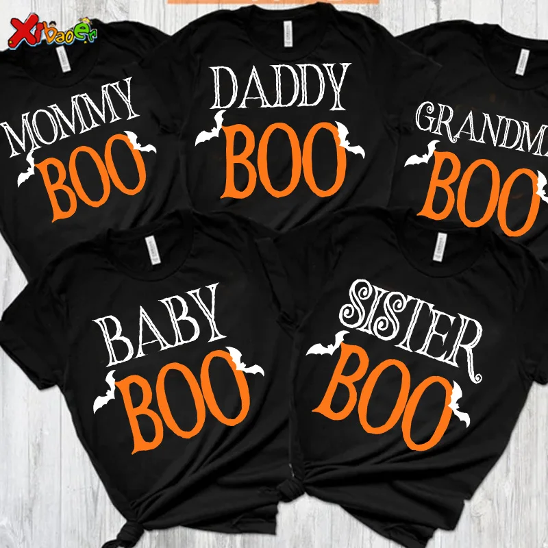 Funny Halloween Pumpkin Print Father Mother Daughter Son Baby Family Matching Clothes Family Look Cotton Dad Mom and Me Shirts