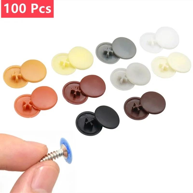 100Pcs Plastic Nuts Bolts Covers Exterior Protective Caps Practical Self-tapping Screws Decor Cover Furniture Hardware Tools