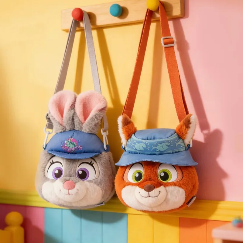 حقيبة كروس ديزني زوتوبيا جودي نيك بغطاء للرأس من القطيفة، حقيبة كتف ناعمة لطيفة، للسفر والتسوق، هدية عيد الميلاد للفتيات #1