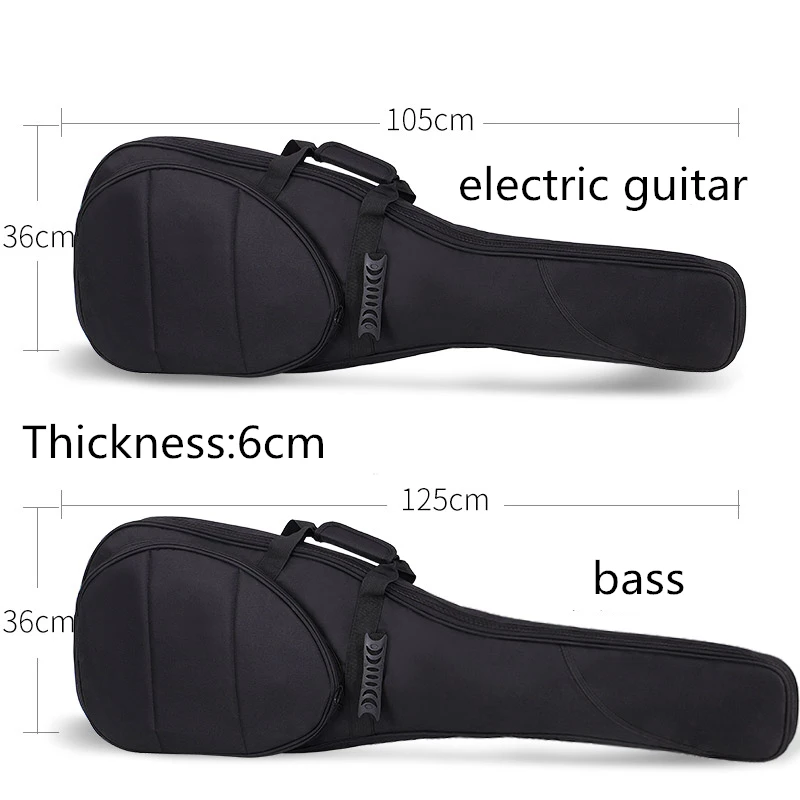 Electric Guitar Case Bass Bag Waterproof Acoustic Folk Guitrra Thicken 16 mm Hard Oxford Cloth Backpack  Accessories Carry Gig