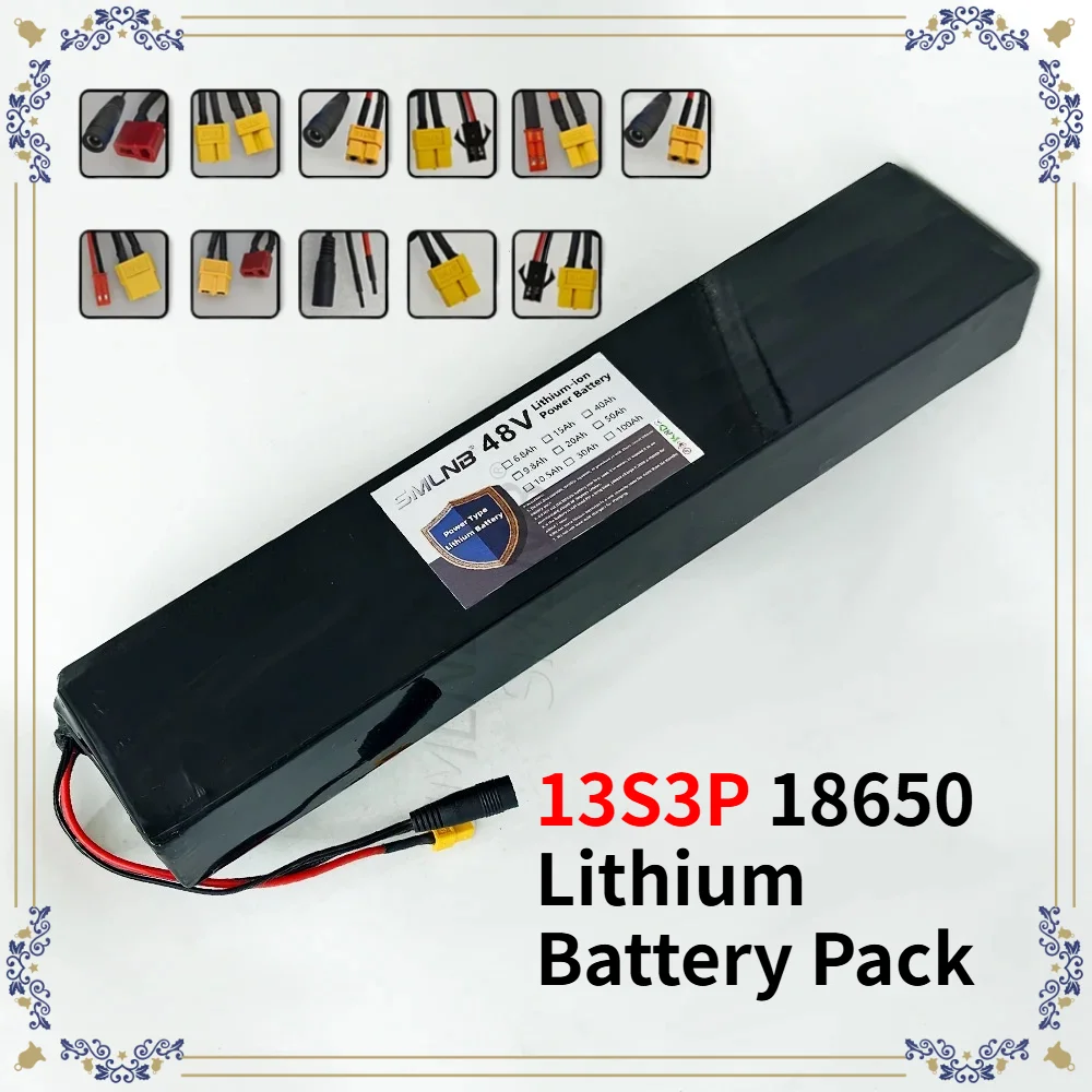 

48V 15Ah Suitable for 500W-1000w Electric Bicycles,Scooters 18650 Rechargeable Lithium-ion 13S3P Battery Pack