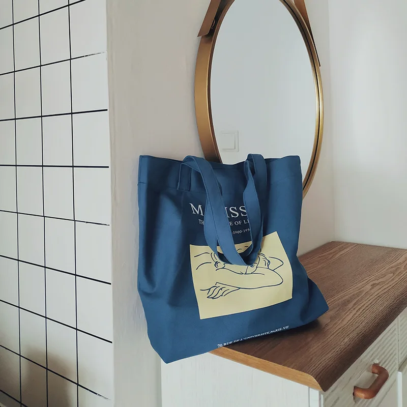 

Spring Canvas Women's Shoulder Letter Tote Bag Painting Bag Leisure Large Capacity Outdoor Shopper Student Class Handbag Soft
