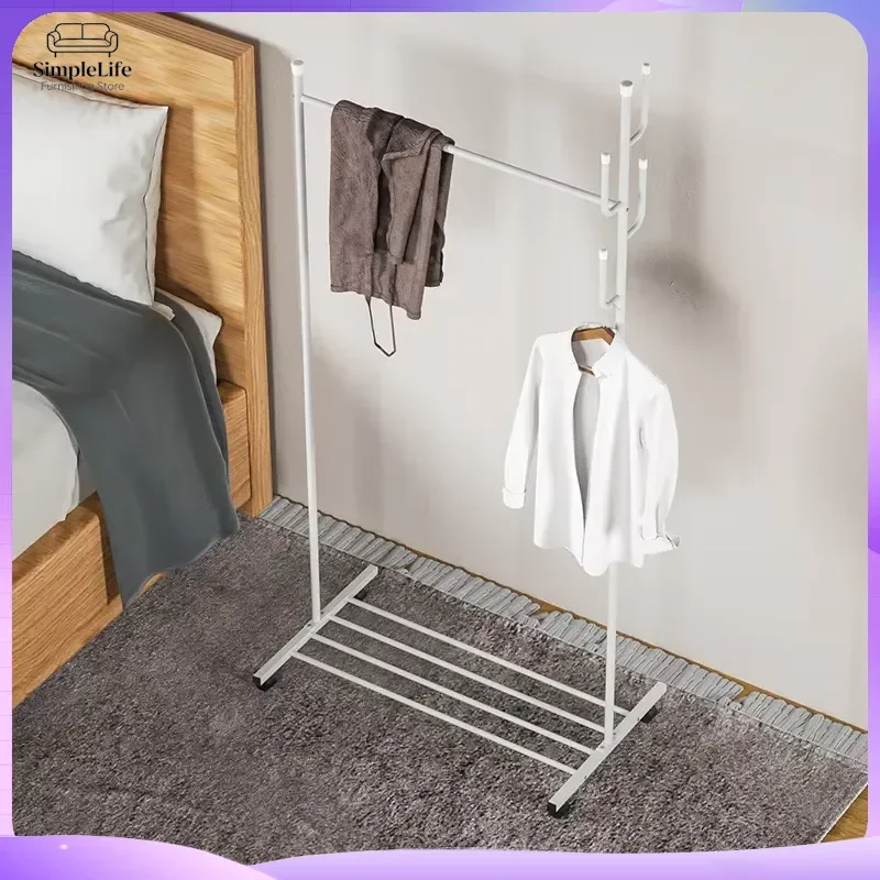 Modern Floor to Ceiling Coat Rack Carbon Steel Mobile Clothes Hanger Stand Indoor Hat Jacket Storage Pole Simple Home