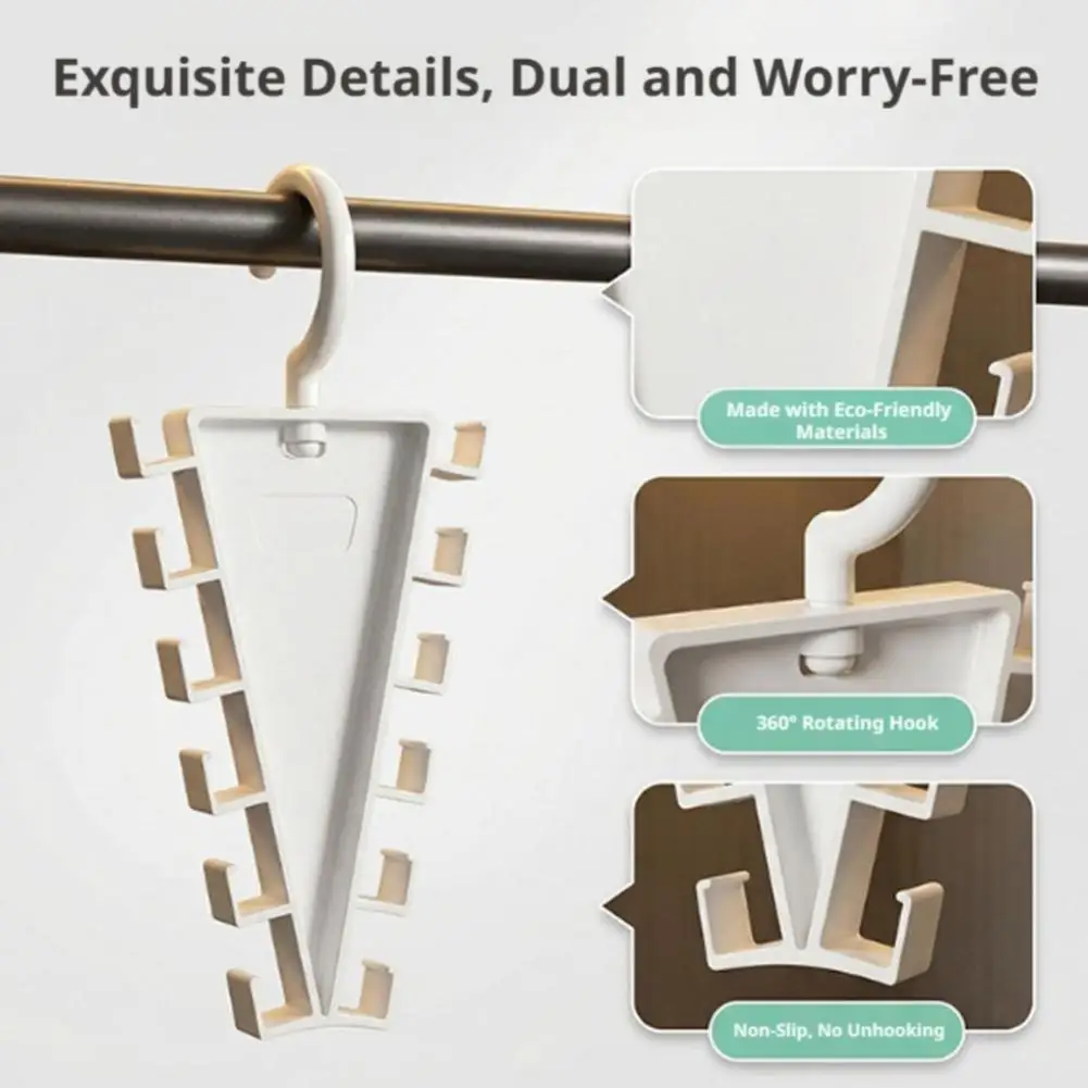 12 Hooks V-Shaped Storage Hook Clothes Hanger Organizer 360° Rotatable Wardrobe Space Saving Clothing Rack For School Hats