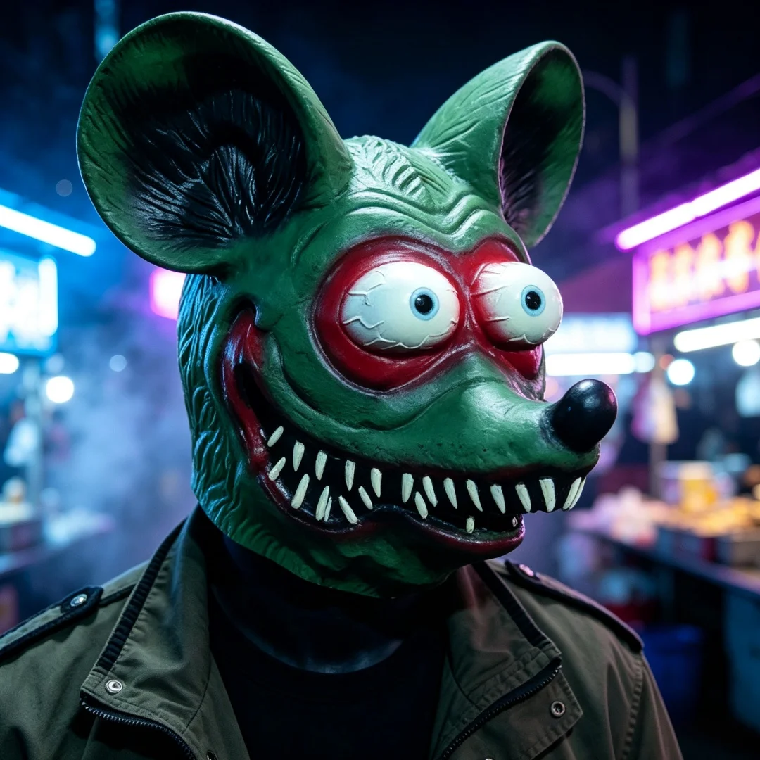 Scary Monster Rat Mask Creepy Green Mouse Full Head Headgear For Halloween Haunted House Party Cosplay Costume Props