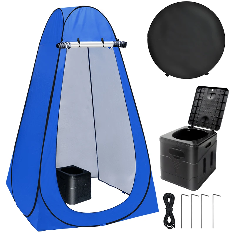 

WESTTUNE Portable Toilet with Pop Up Privacy Tent Camping Shower Tent Changing Room for Hiking Beach Picnic Folding Toilet Kit
