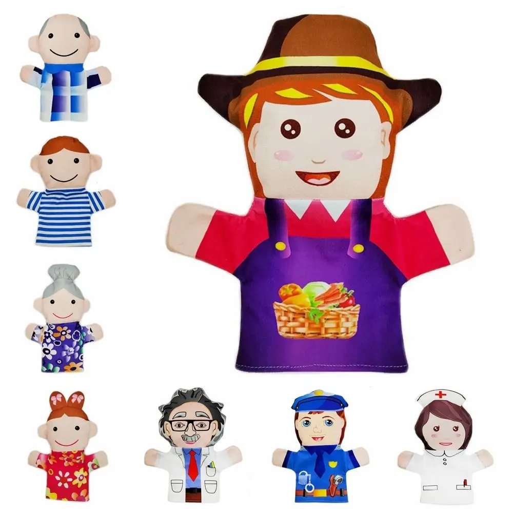Fantoches de mão para membros da família, 12 tipos de brinquedo de pelúcia, fantoches de mão para membros da família, adereços adoráveis