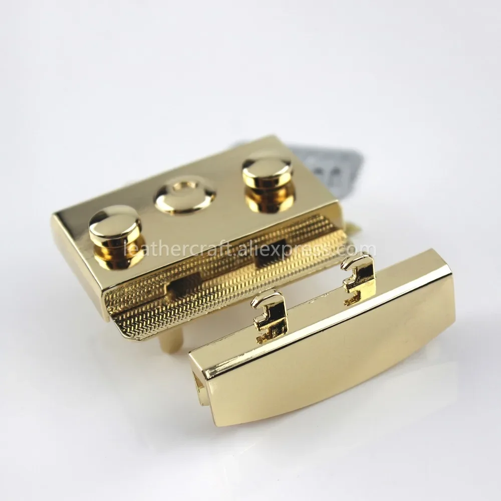 Rectangular Metal Press Push Lock Bag Briefcase Spring Lock Snap Decorative Clasps Closure Leather Craft Diy Hardware Accessory