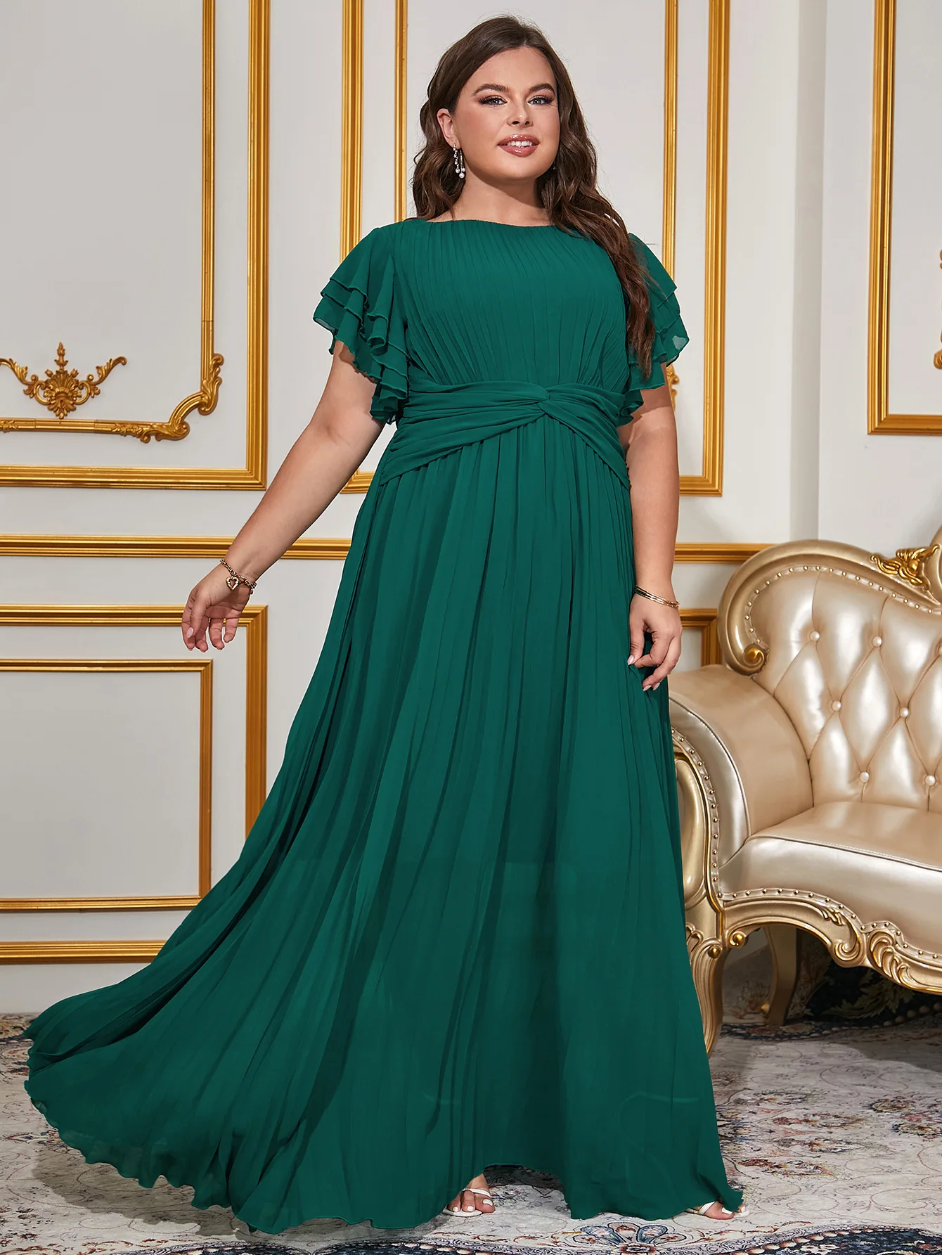 Plus Size Cascading Ruffle Mermaid Slim Evening Dresses Chiffion Formal Women Elegant Party Prom Gowns Robe De SoiréE De Mariage