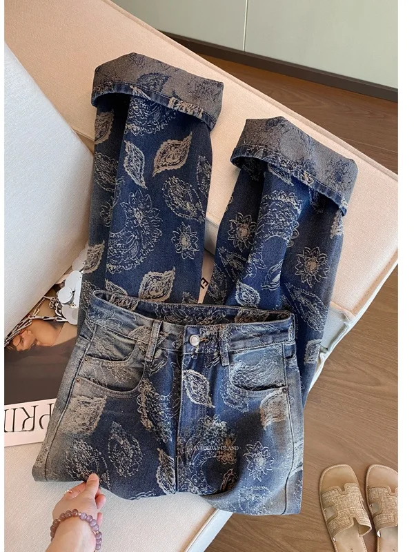 

Blue High Waist Wide Leg Denim Jeans Women's Spring New Sle Versatile Slimming Straight Cut Commute Friendly Wear Resistant