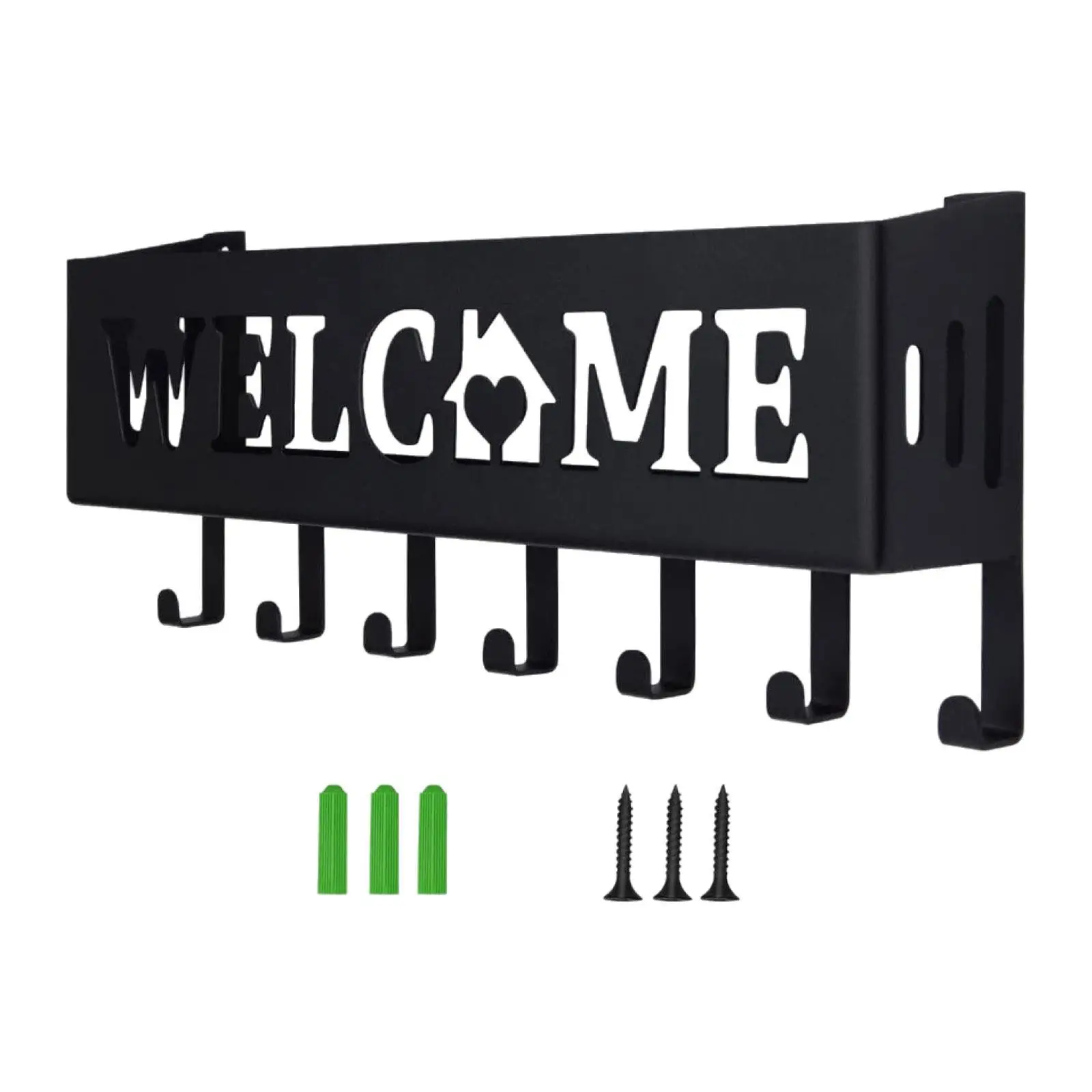 Key Wall Mount Holder Front Door with Mounting Hardware with Screws and Anchors Garage Decorative Key Holder with 7 Hooks
