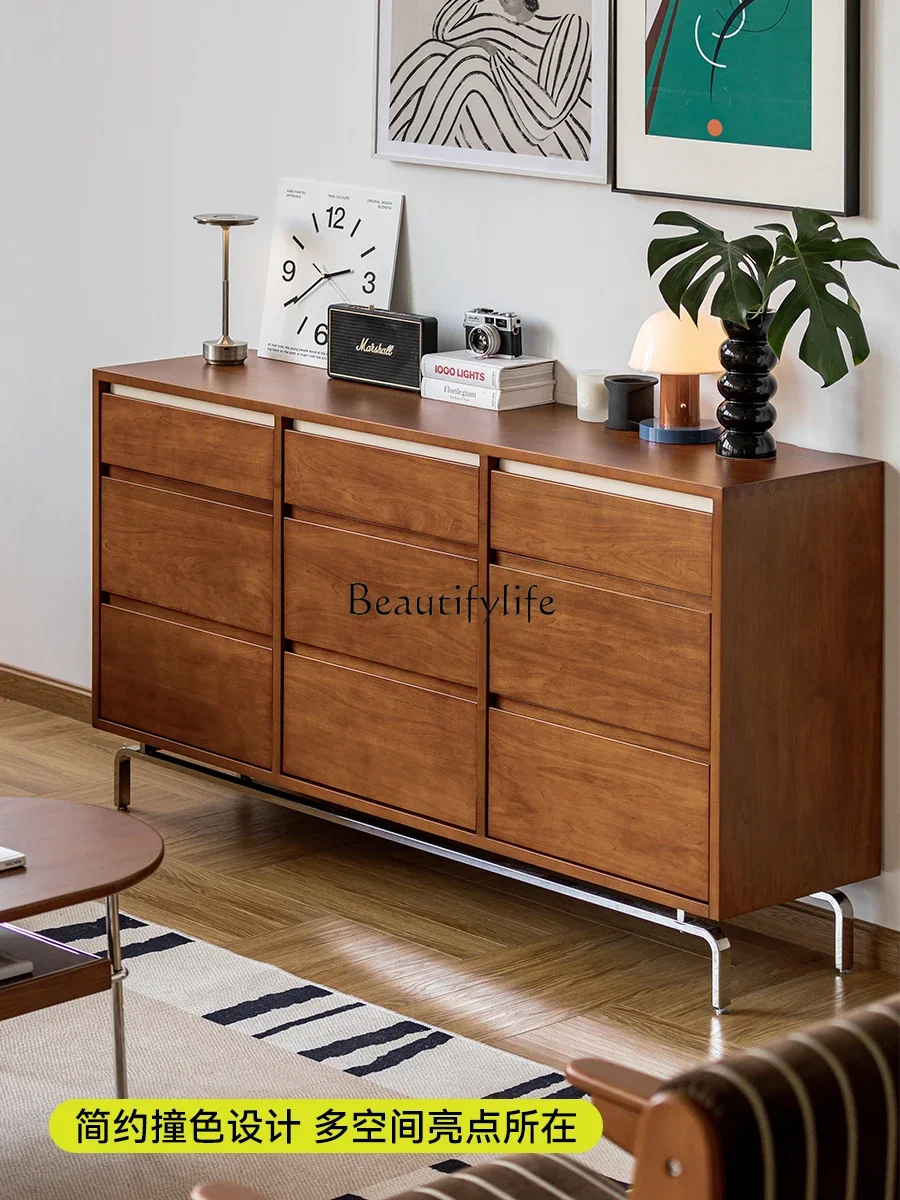 

yj21 Nordic Retro Storage Sideboard Cabinet Solid Wood Wall-Mounted Simple Storage Cabinet