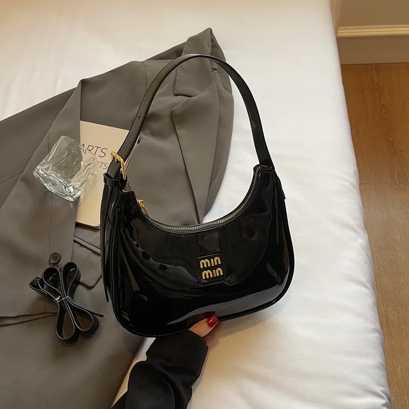 

Early Fall 2026 New Minimalist Bag, Patent Leather Convertible Hobo, Versatile Top Handle Crossbody, Chic & Everyday