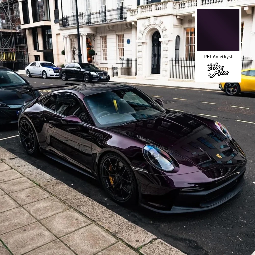 Metaalverf Rose Paars Glanzend Metallic Paars Vinyl Wrap Film Autobescherming Body Wrapping Vinyl Film met luchtbelvrij