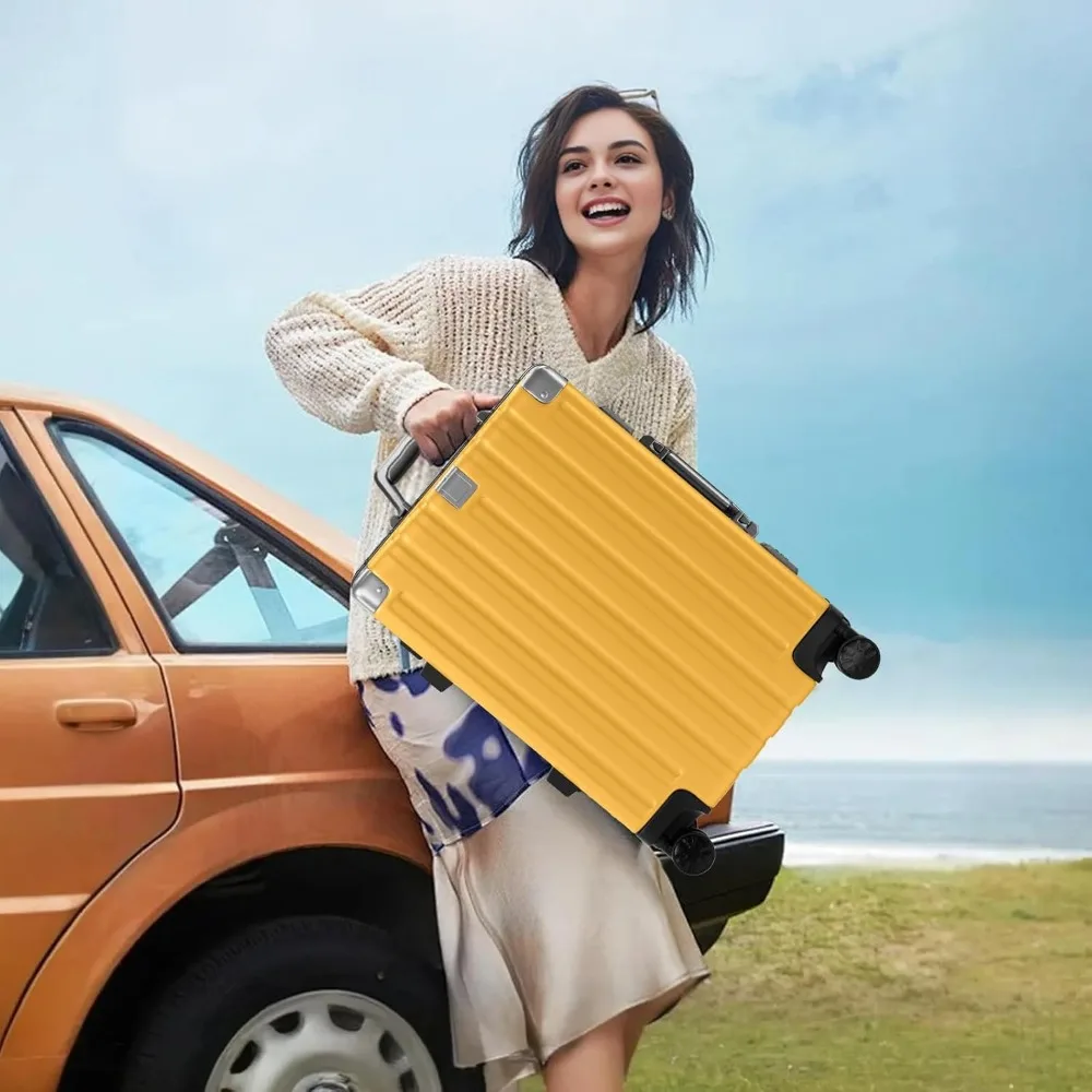 20 Inch Aluminum Frame Spinner Luggage with TSA Lock, Hardshell PC+ABS, No Zipper, Carry On Suitcase for Travel