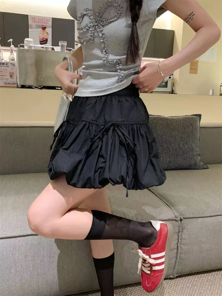 Kawaii القوس التنانير النساء النمط الياباني الصيف تلميذة لطيف الجمالية عادية موضة صغيرة الإمبراطورية كل مباراة عطلة الشارع الشهير