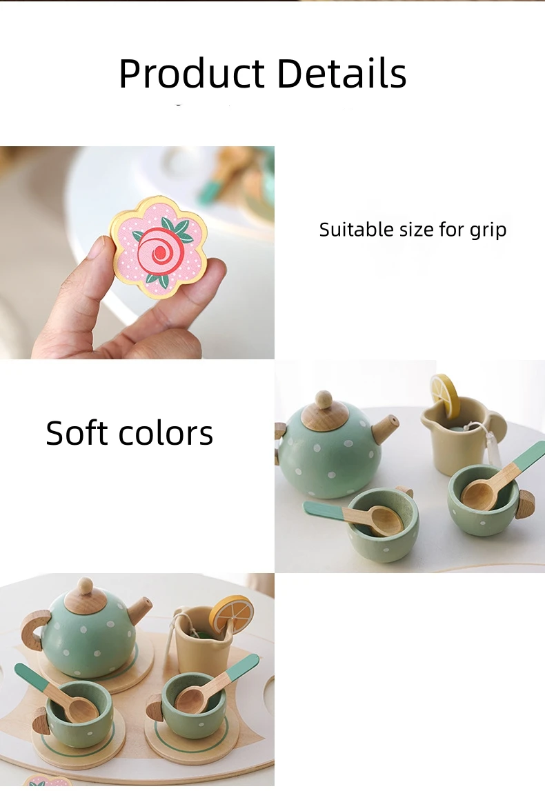 Jouets d'artisanat en bois pour enfants, Tea Party, Britannique, Ensemble de jeu de simulation de cuisine, Cadeau d'anniversaire pour enfants, Cadeau de cuisine