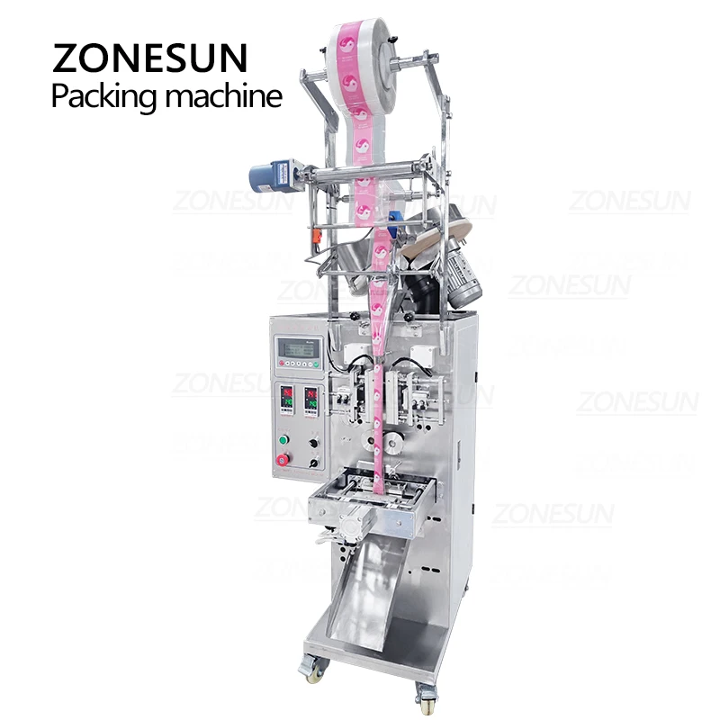 ZONESUN Maszyna do napełniania i zamykania Automatyczna maszyna do liczenia cukierków Zgrzewarka do torebek Wibrująca maszyna do napełniania