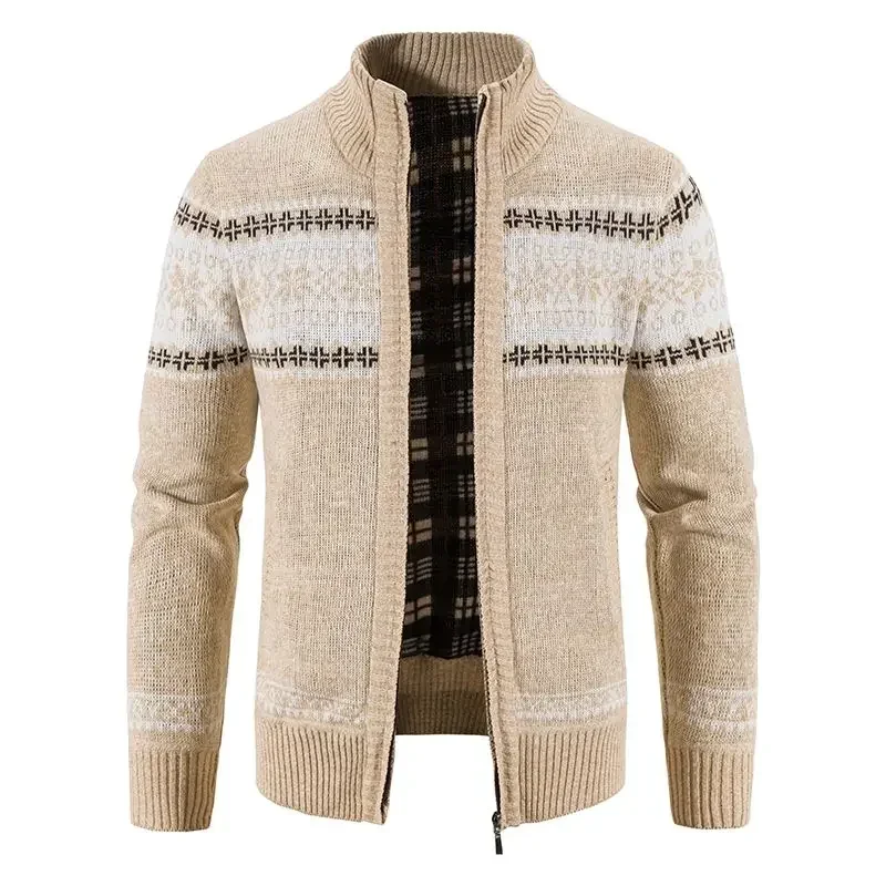 Man Clothes Coat Jacket Knitted Sweaters for Men Graphic Print Collared Beige Cardigan Over Fit Knit Tops New in Pull Oversize X