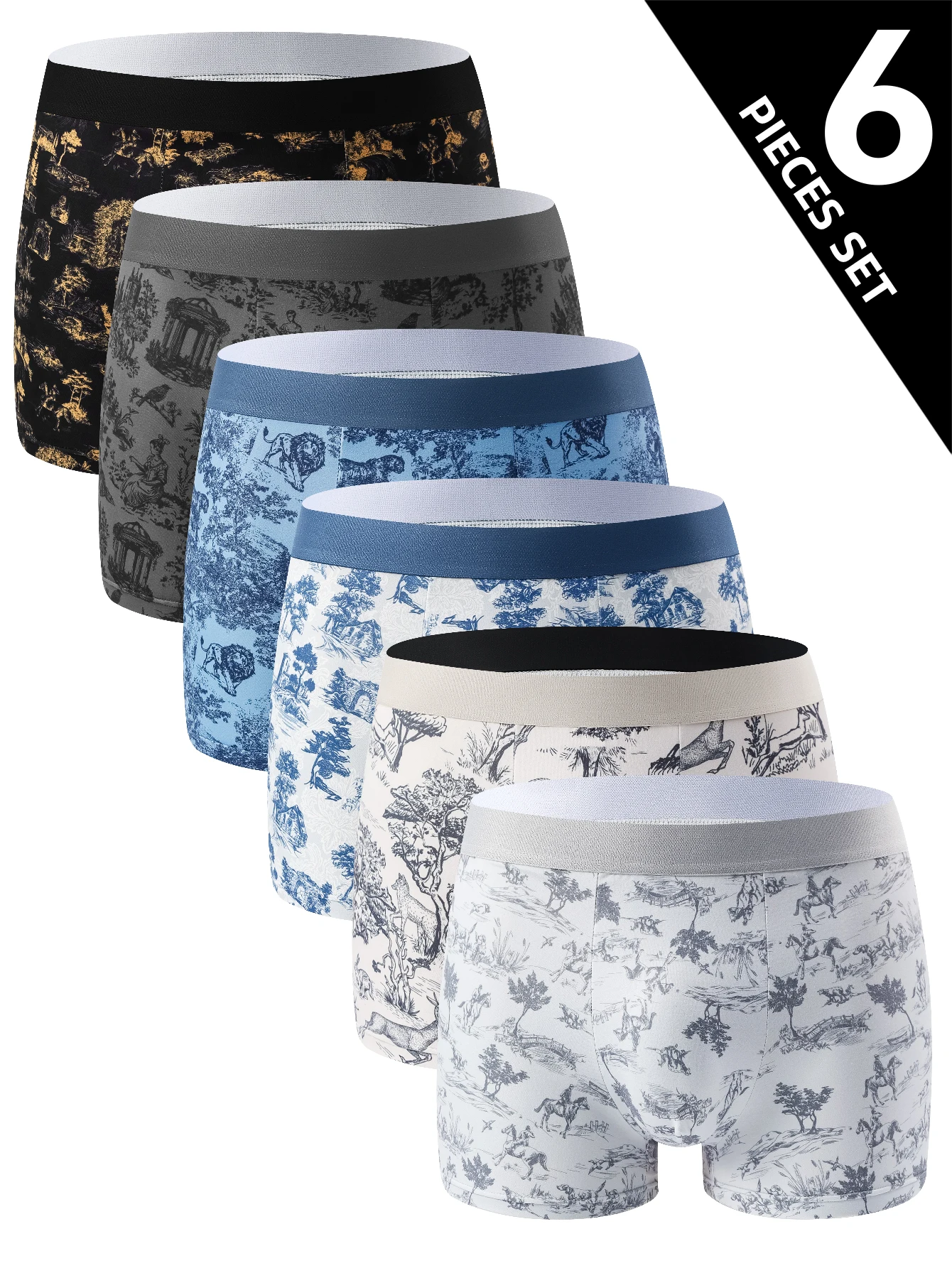 6 Pcs Men's Underwear Soft Comfortable High-Quality Men's Boxers Casual Stylish Sports Shorts Trendy Natural Men's Boxer Shorts