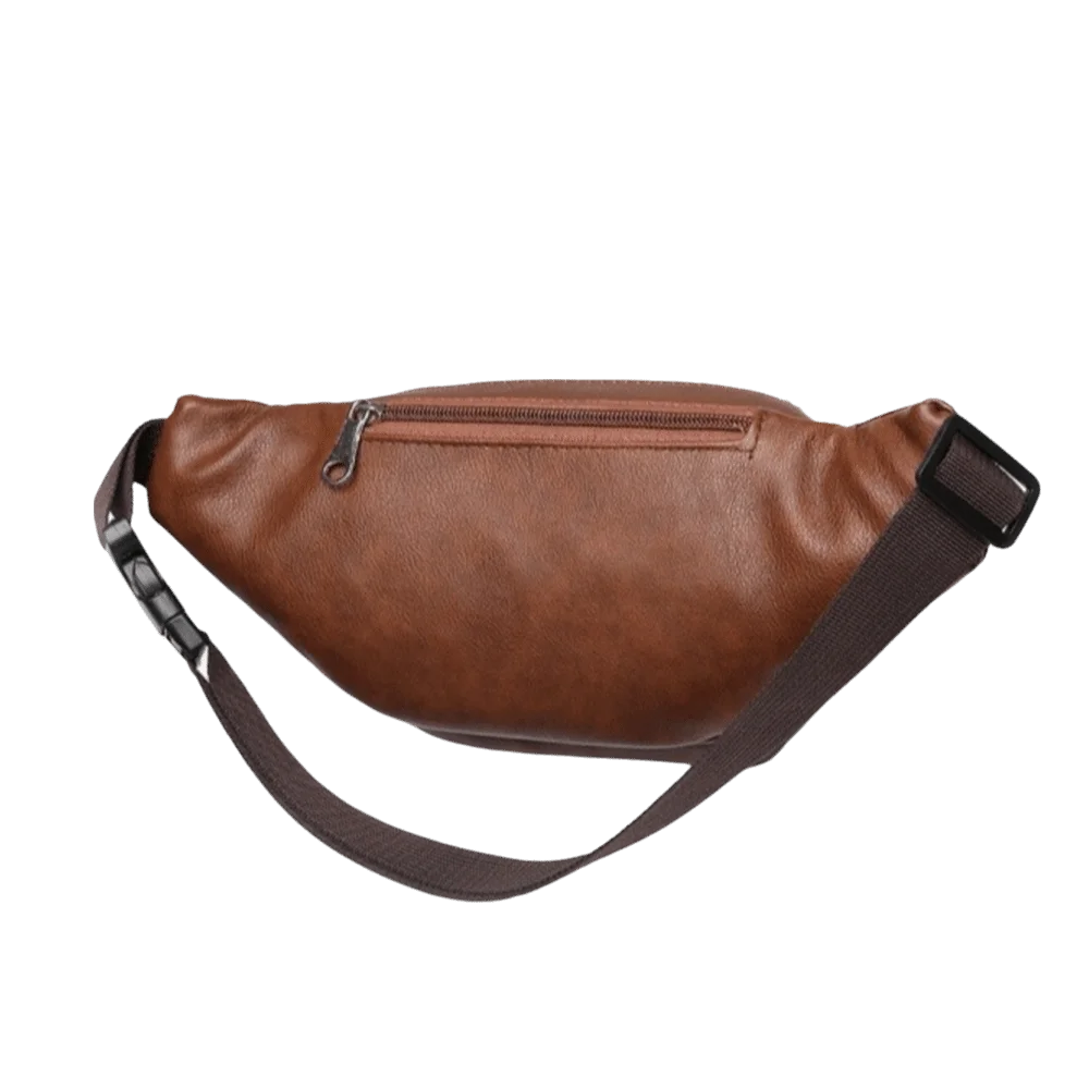 Adjustable Strap PU Leather Waist Bag Multi Pockets Soft Fanny Pack Compartment Dual Purpose Crossbody Chest Bag Travel