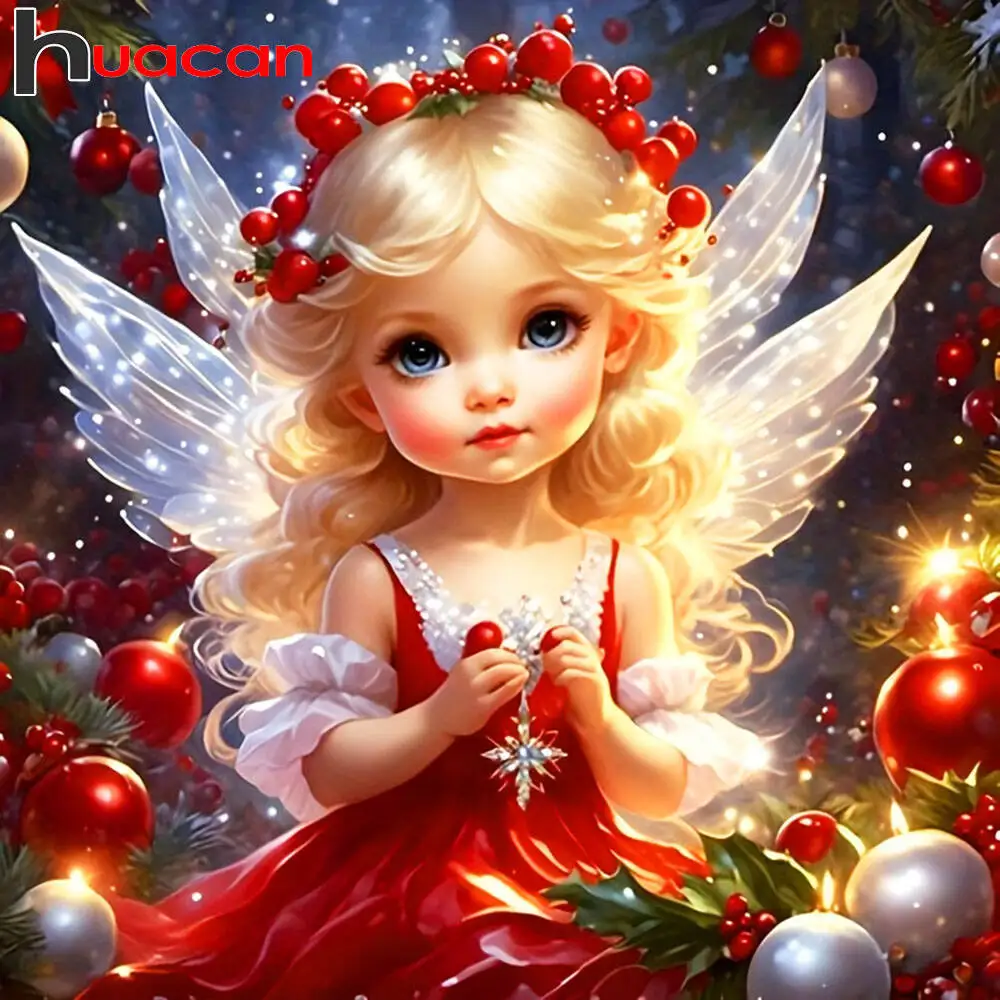 

Huacan Новые поступления 2025 Алмазная картина Рождественский ангел Алмазная мозаика Портретный набор Настенный декор