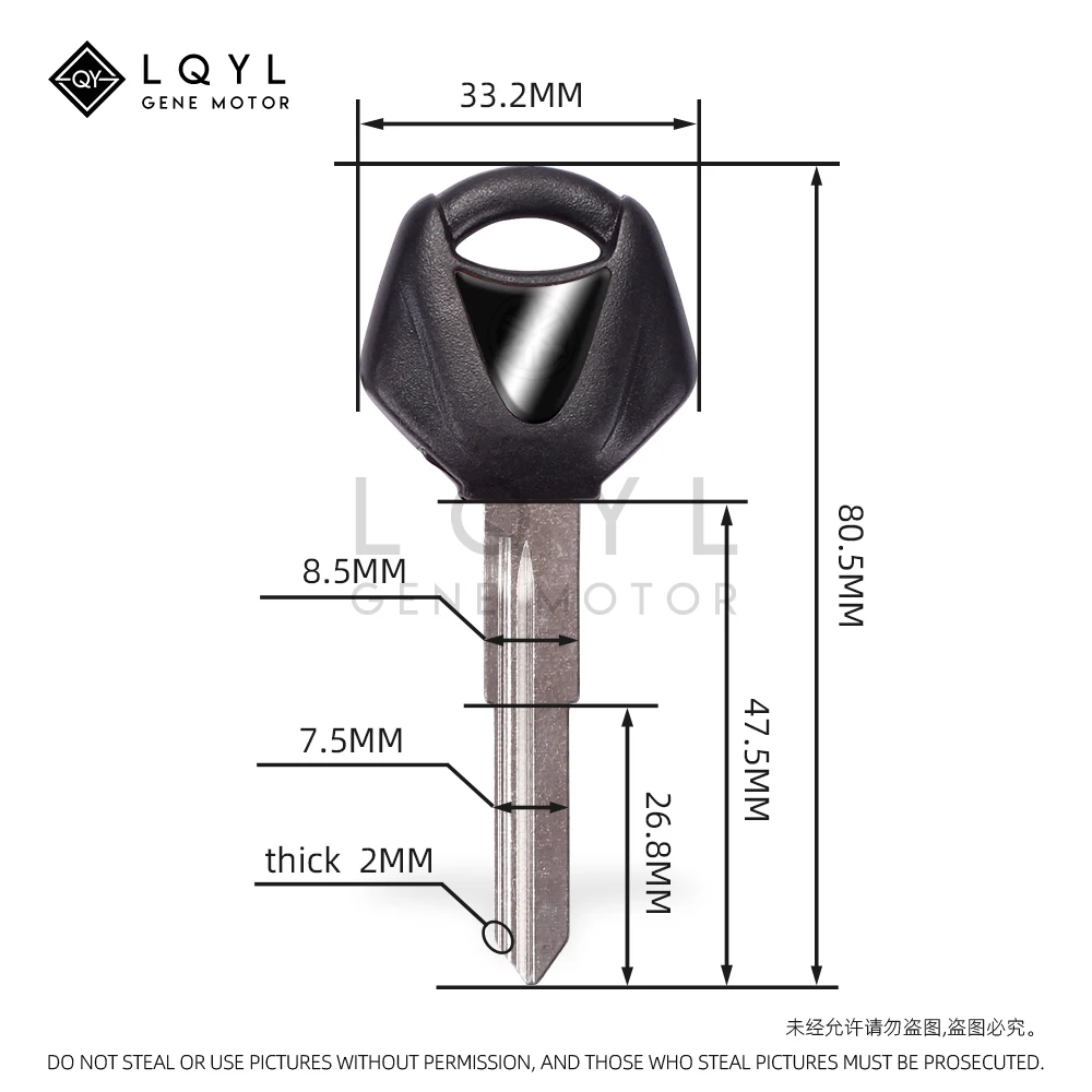 Lqyl กุญแจเปล่าสำหรับรถจักรยานยนต์, ใหม่อะไหล่รถจักรยานยนต์กุญแจ uncut สำหรับ Yamaha R25 R3 xmax X-MAX X Max 125 200 250 MT01 SR400 FZ6R FZ6N R15 MT03