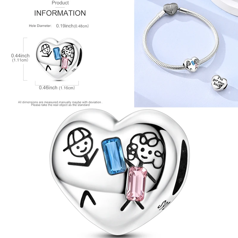 925 Sterling Silber Liebesherz Paar Familie Rose Motorrad Charm-Perlen DIY Armband Halskette Jubiläumsgeschenk für Frauen – Detail 12