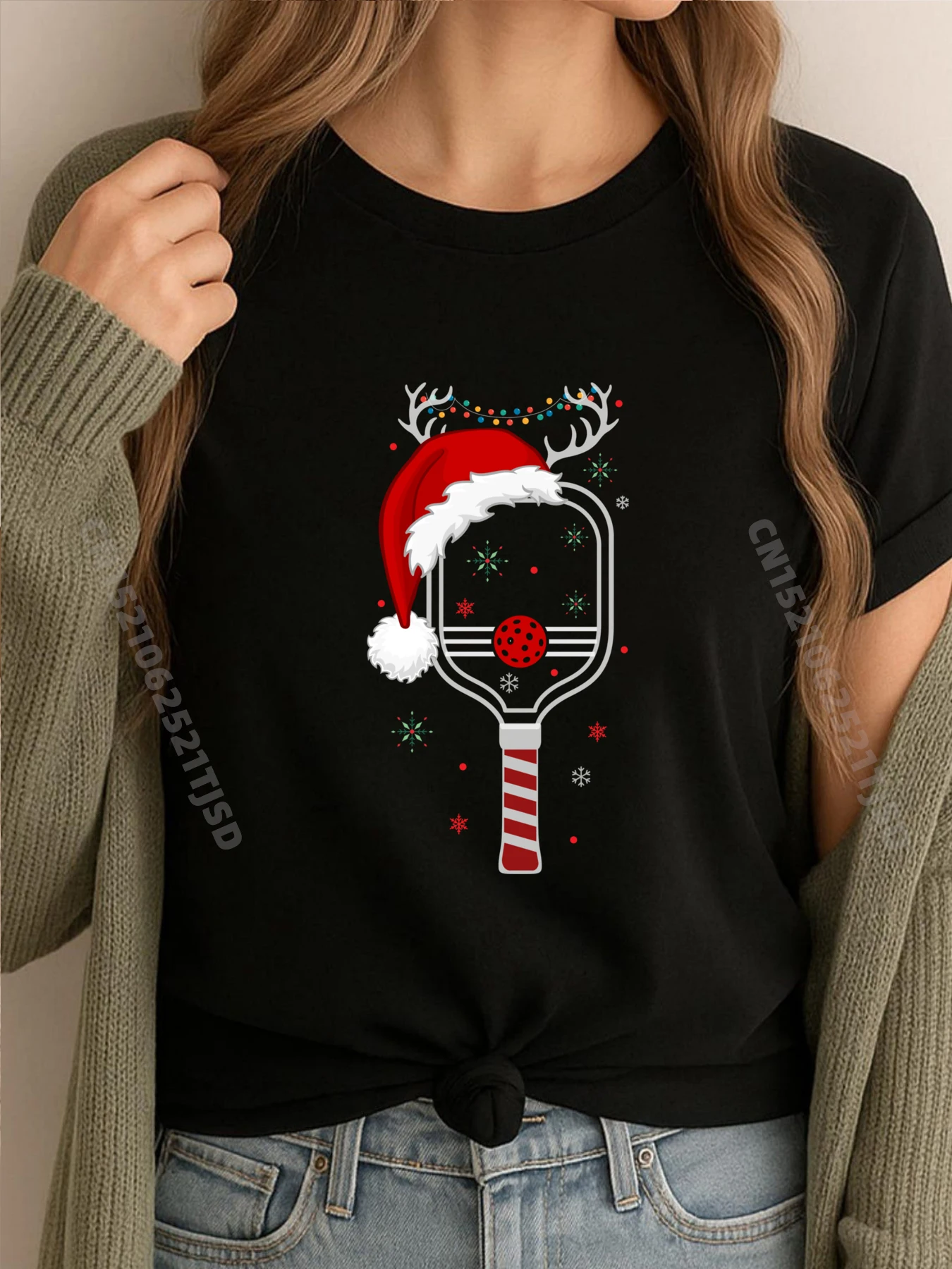 

Рождественские футболки Pickleball Player с оленями и рождественскими футболками, уличная одежда