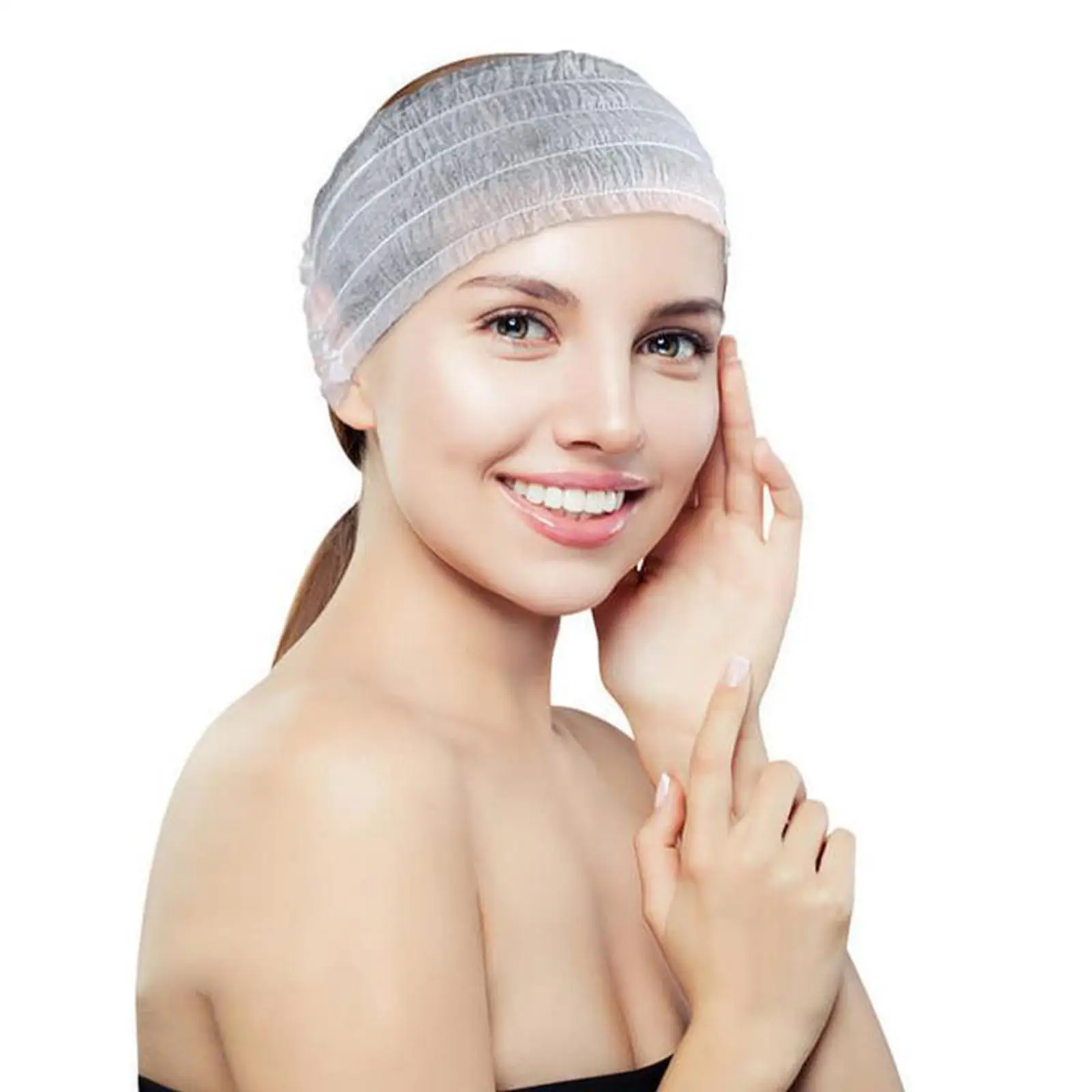 100 Pieces Disposable SPA Headbands Hair Band for Tanning Sauna