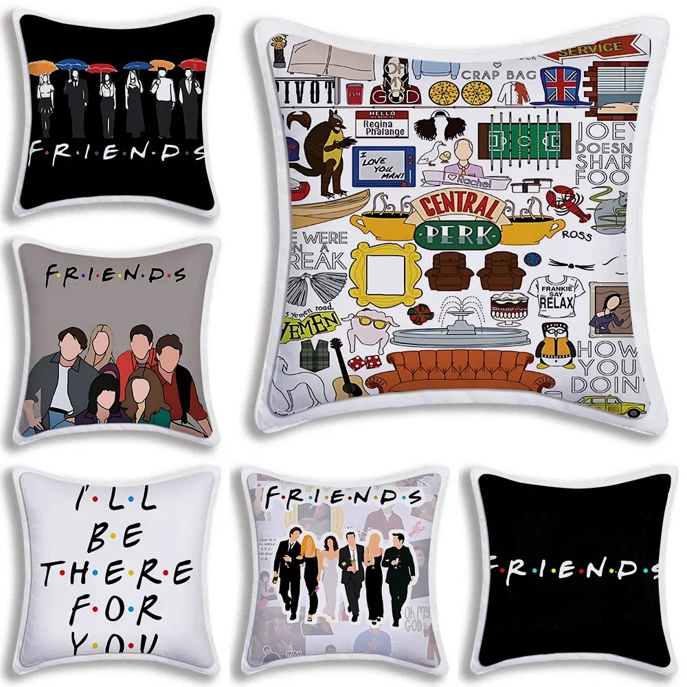 Friends Tv Show Pillow Covers Cartoon Sofa Decorative Home Double-sided Printing Short Plush Cute Cushion Cover