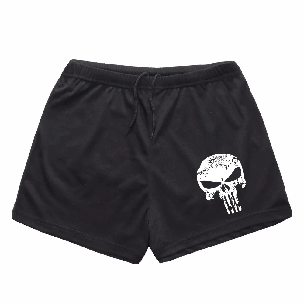 Men\'s Cotton Running Shorts animal Bodybuilding Workout Jogging Shorts Fitness Short Pant Male Gym Skull Shorts