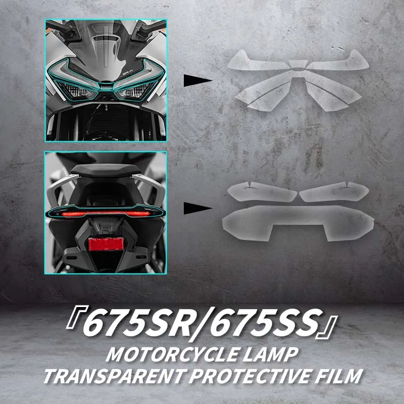 

For CFMOTO 675SR Motorcycle Lamp Accessories Transparent Protective Film Bike Headlight And Taillight Refit Stickers Decal