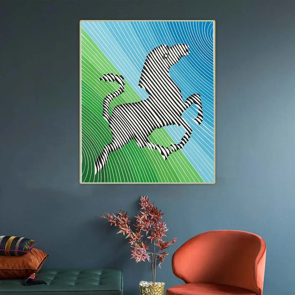 Zebra No. 2 by Victor Vasarely Optical Visual Art Canvas Oil Painting Aesthetics Picture Art Wall Hanging Decor Home Decoration
