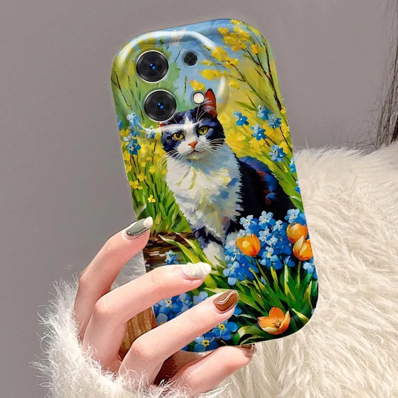 Chat ours chien Art populaire pour Xiaomi Redmi 9T 9A 9 9C 10 10C 12 13 13C 14C A2 A1 Plus K30 K40 K60 5G vague huile coque de téléphone
