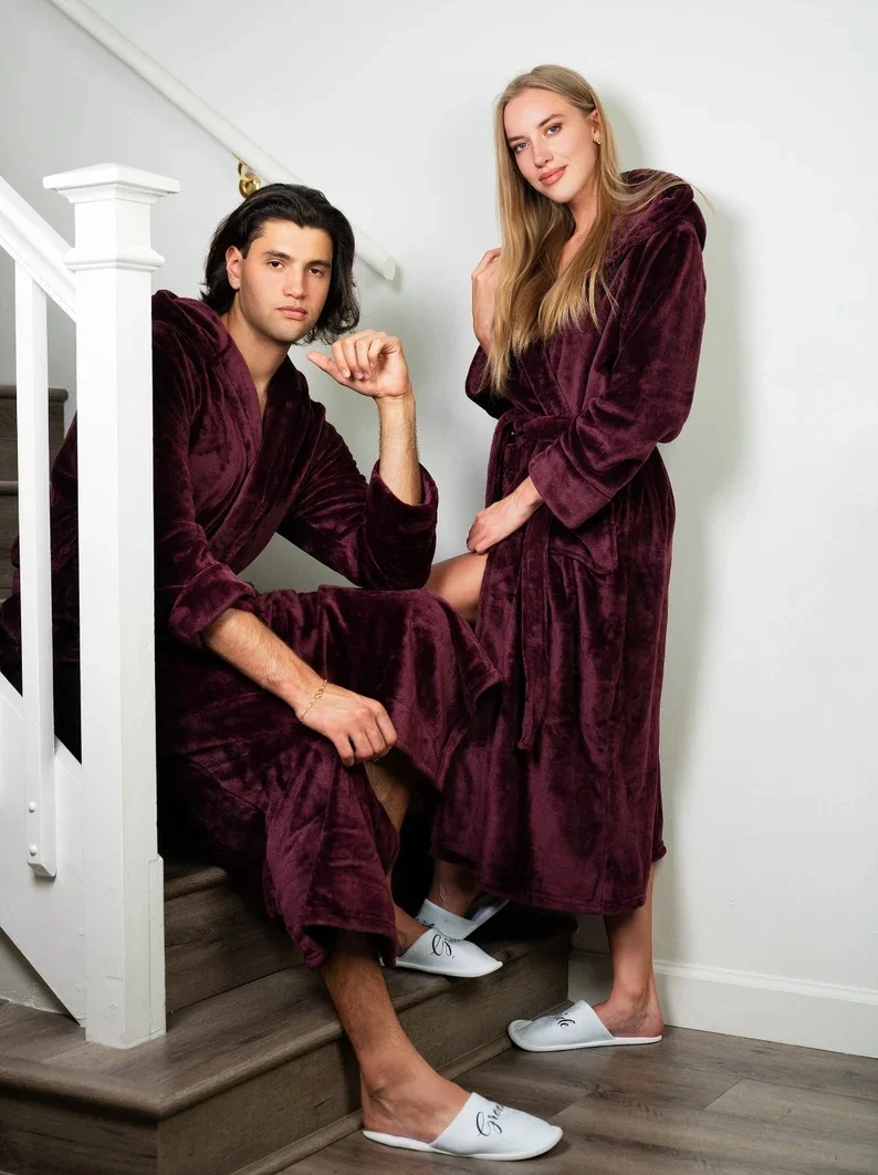 Mr And Mrs Personalization Hooded Bathrobes Customized Bathrobes With Name Women And Men Hooded Bathrobes Husband Wife Honeymoon