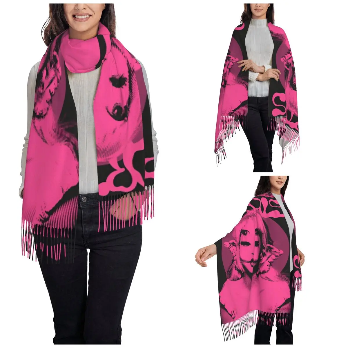 Women's Scarf with Tassel Melanie Martinez Tour 2024 Large Winter Fall Shawl and Wrap Gifts Pashmina Scarves